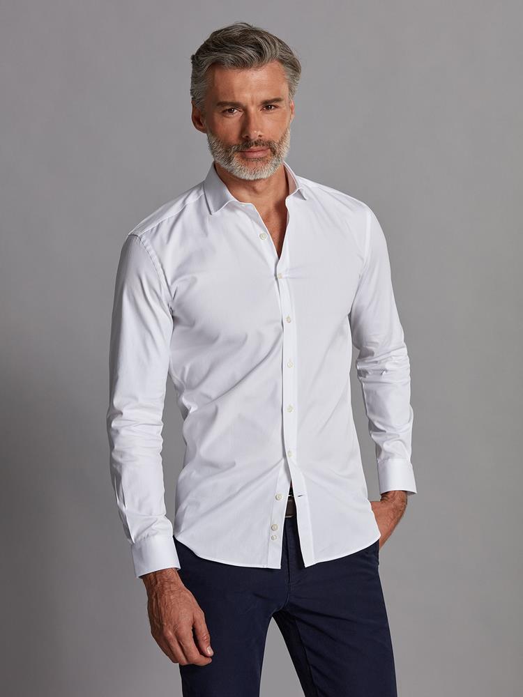 White pinpoint slim fit shirt - Extra long sleeves