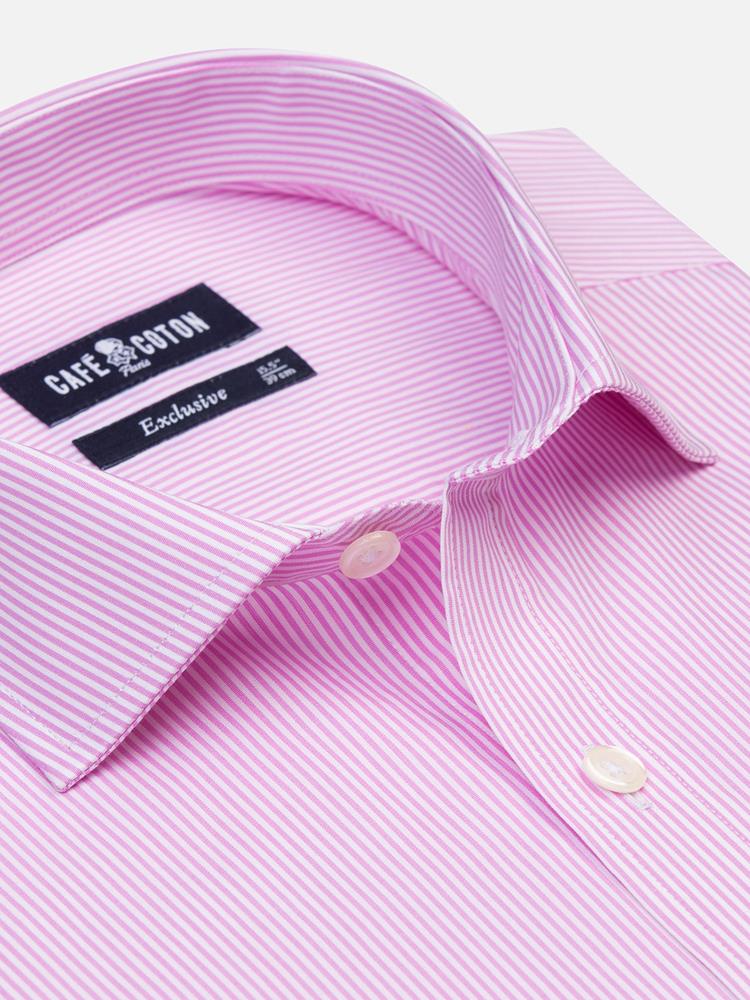 Menthon pink striped slim fit shirt