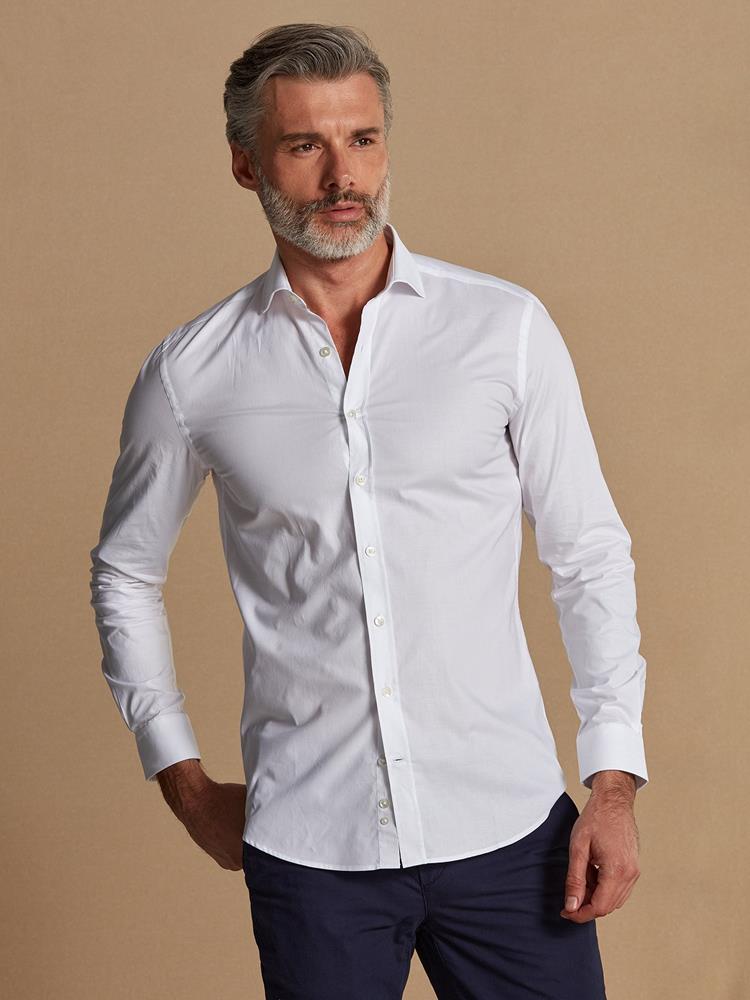 Milan white pinstriped organic slim fit shirt