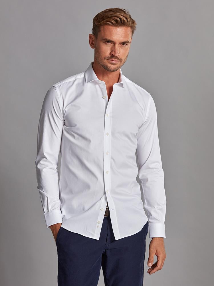 White piqué slim fit shirt - Small collar