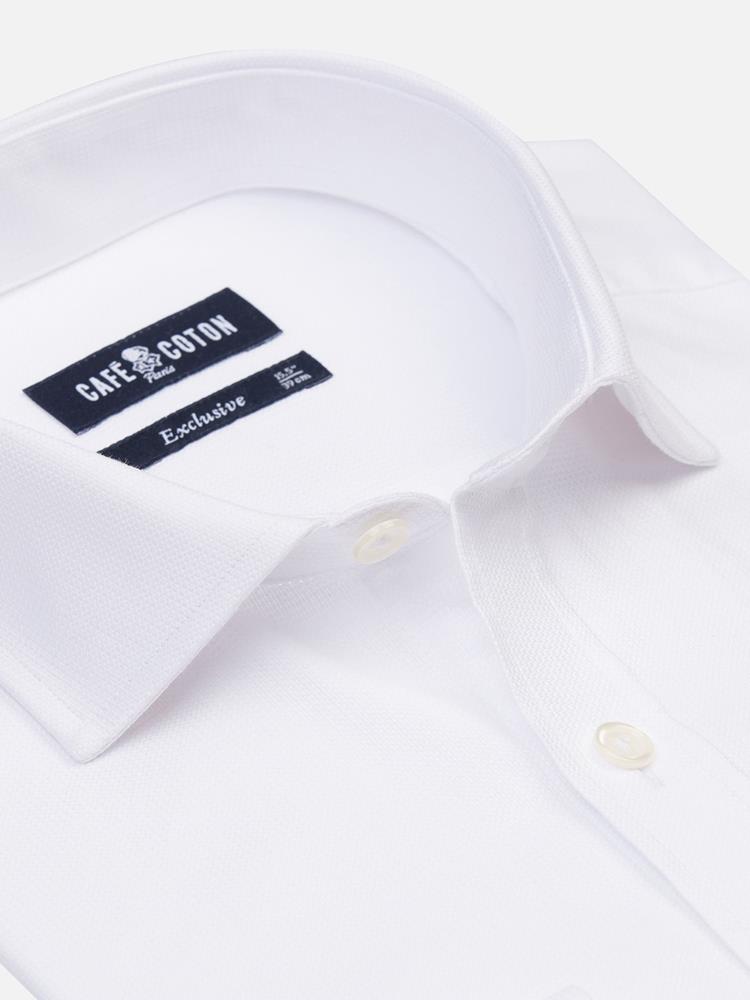 Miles white textured slim fit shirt - Musketeer cuffs