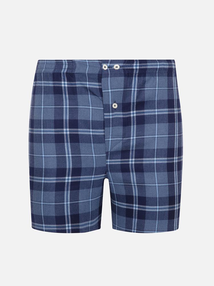 Adam flannel boxer shorts with sky blue checks