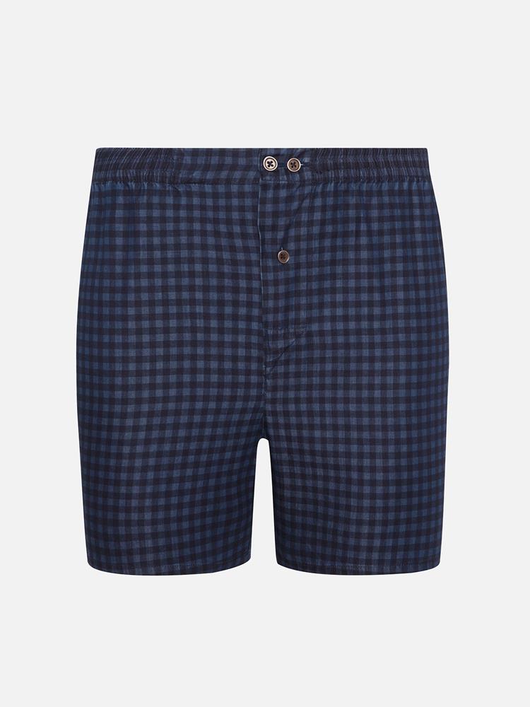Allen denim boxer shorts with printed gingham pattern