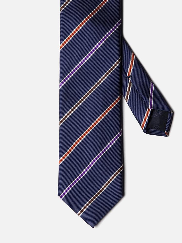 Navy stripes silk tie